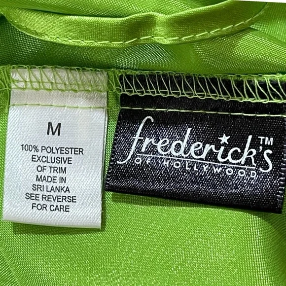 Frederick's of Hollywood Women's Vibrant Green Chemise Satin Slip Dress Sz. M - Picture 8 of 9